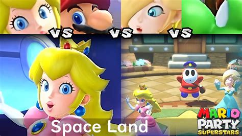 Mario Party Superstars Peach Vs Mario Vs Rosalina Vs Yoshi In Space Land Master Youtube