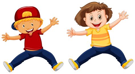 Boy And Girl Jumping Up 444461 Vector Art At Vecteezy