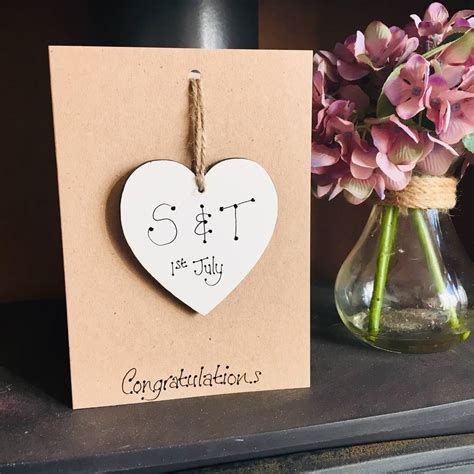 Personalised Wedding Heart Wooden Keepsake Card By Craft Heaven Designs