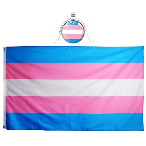Eugenys Transgender Flag 3x5 Ft Free Trans Flag Necklace Included