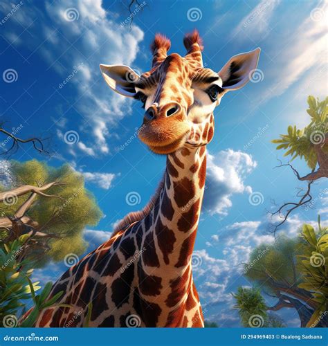 High Angle View Of Somali Giraffe Made With Generative Ai Illustration