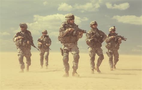 Wallpaper Desert Army Soldiers Usa Squad Us Army Images For