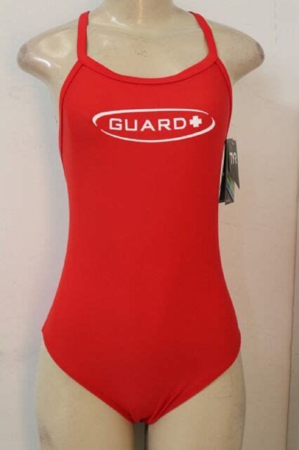 Tyr Diamondback One Piece Guard Lifeguard Swimsuit Red Womens Size 38