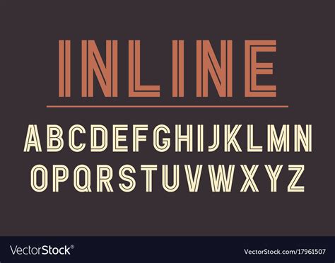 Retro Inline Bold Font Design Alphabet Typeface Vector Image