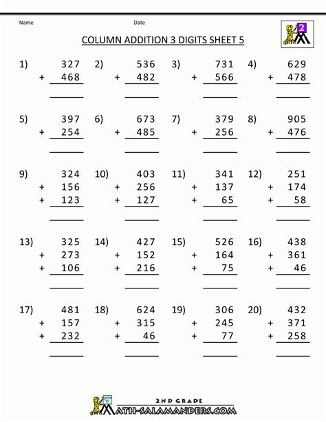 Addition Worksheet Year 2 Math Worksheets Printable Year 2 Maths