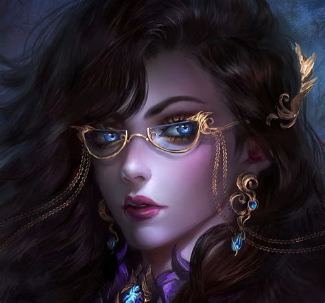 Free Download Girl With Glasses Art Fantasy Luminos Girl Glasses Denahelmi Face Hd