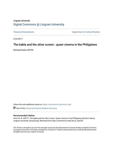 The Bakla And The Silver Screen Queer Cinema In The Philippines Docslib