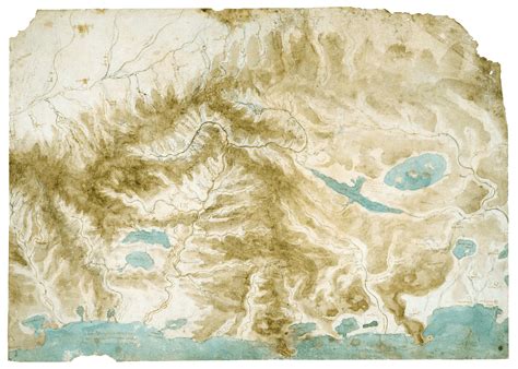 A Map Of The Arno Valley And Surrounding Areas By Leonardo Da Vinci