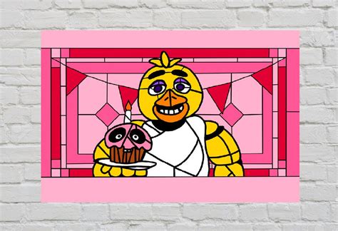 Stained Glass Chica Five Nights At Freddys Movie Poster Etsy