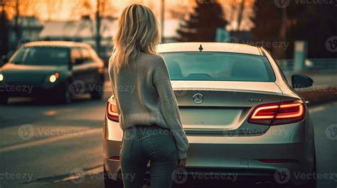Confident And Beautiful Rear View Of Attractive Young Woman In Casual
