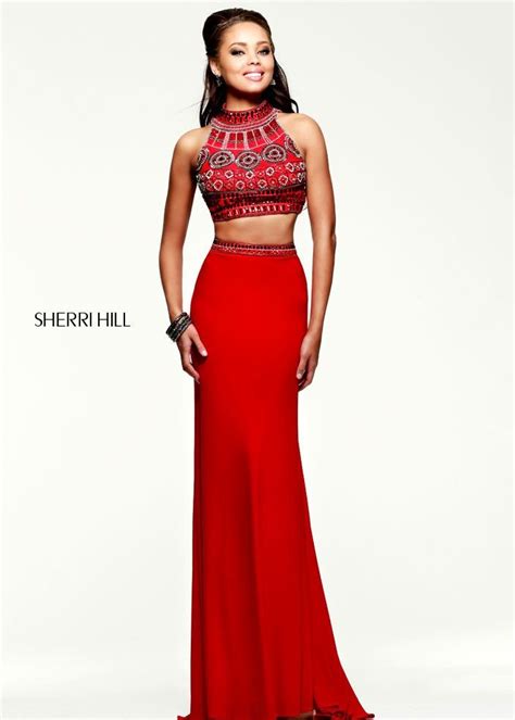 Sherri Hill 11068 Red Two Piece Gown Red Prom Dress Prom Dresses