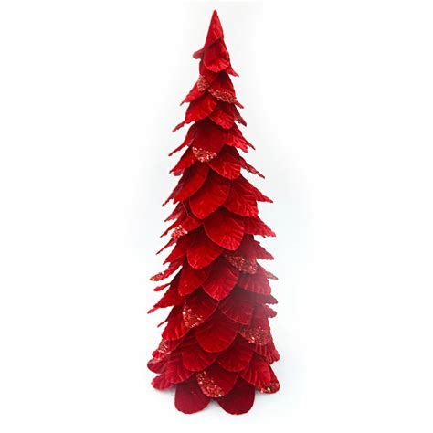 Cone Tree Deep Red 255 Velvet Glitter Christmas Forever