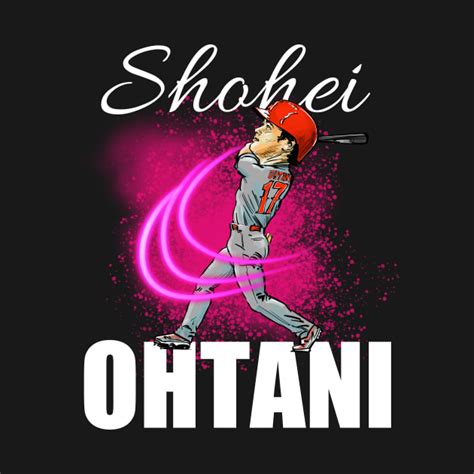 Shohei Ohtani Cartoon Hitting Home Run White Text Shohei Ohtani T