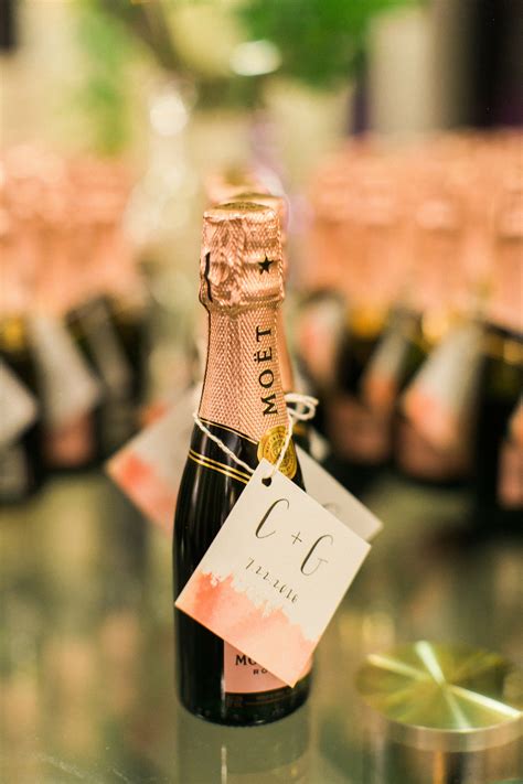 Mini Rosé Champagne Bottle Favor With Custom Tag