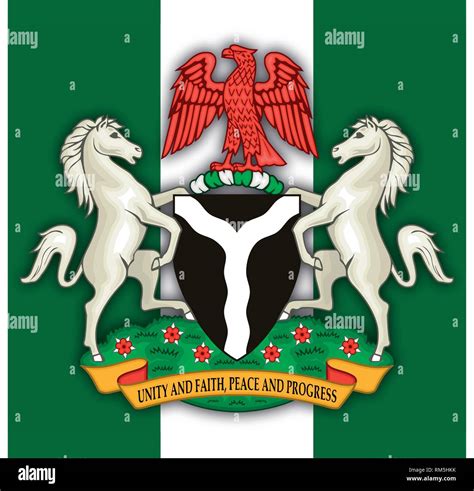 Nigeria Federal Republic Coat Of Arms And Flag Vector Illustration
