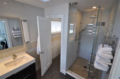 Master Bath With Separate Toilet Room Stand Up Shower And Floating