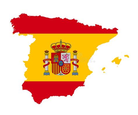 O Mapa Detalhado Da Espanha Com Bandeira Nacional Ilustração Do Vetor