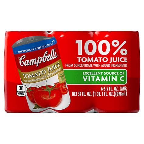 Campbells Tomato Juice 6 Pack Juice And Lemonade Foodtown