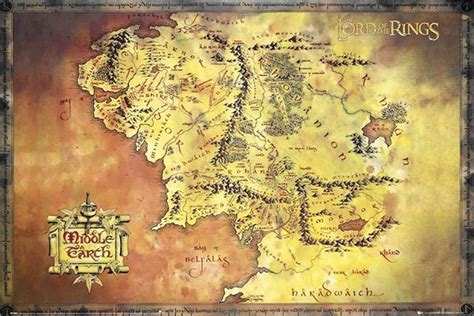 Lord Of The Rings Map Of Middle Earth Poster Corel Painter Middle