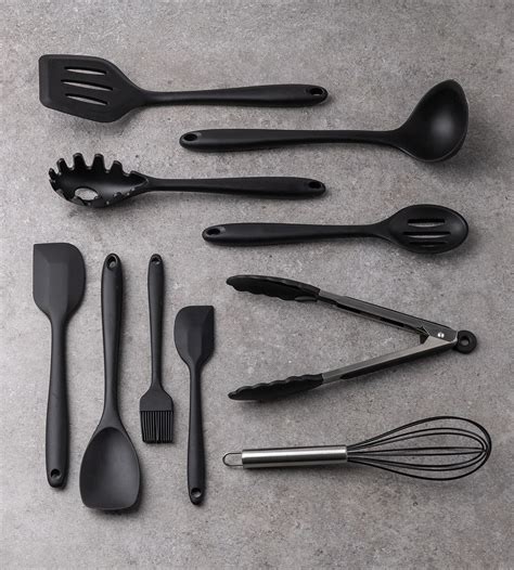 Cheri 10-Piece Silicone Kitchen Utensil Set (Black) | Furniture & Home Décor | FortyTwo