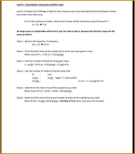 My husband and i both receive monthly checks from this pension annuity. 3 Mole Calculation Worksheet | FabTemplatez