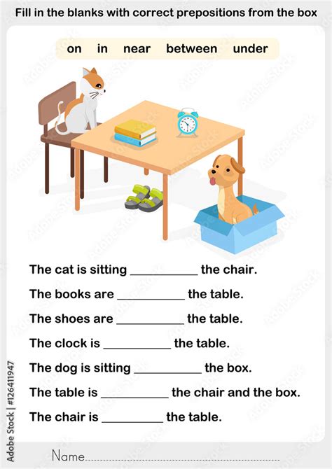 Fill In The Blanks With Correct Prepositions Preposition Worksheet