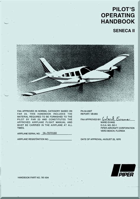 Piper Aircraft Seneca Ii Pilots Operating Manual 761 634 Aircraft