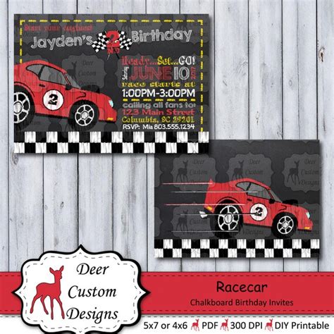 Racecar Birthday Invitation Racecar Chalkboard Birthday Invite