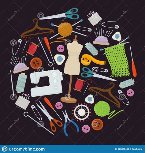 Accessories For Needlework Stock Vector Illustration Of Accessory