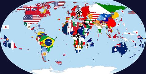 Axis Victory In Wwii World Map With Flags Alternatehistory