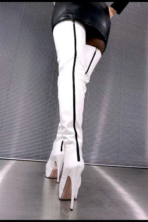 White Leather Thigh High Boots White Thigh High Boots White Leather