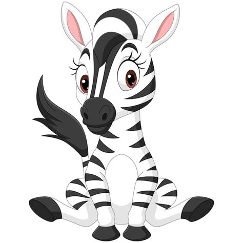 Premium Vector Cute Baby Zebra Cartoon Sitting