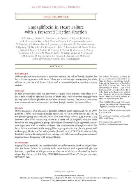 Empagliflozin In Heart Failure With A Preserved Ejection Fraction Pdf