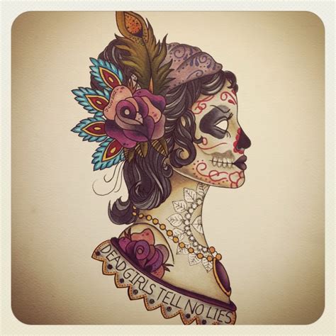 Gypsy Head Sugar Skull Soft Color Tattoo Tattoomagz › Tattoo