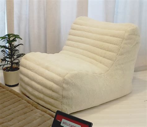 Buy Stripes Fur Bean Bag Chairs With Bean Couch Sofa White Xxxl Online In India At Best Price