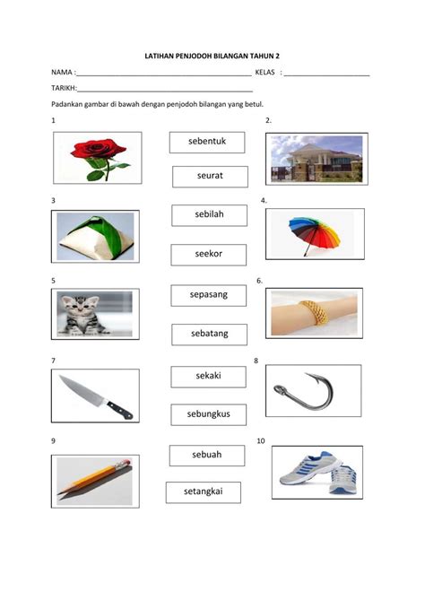 Penjodoh Bilangan Bergambar Worksheet Vrogue