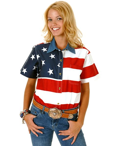 Roper Womens Short Sleeve American Flag Shirt Sheplers