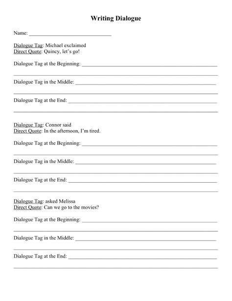 Free Printable Dialogue Worksheets Printable Templates