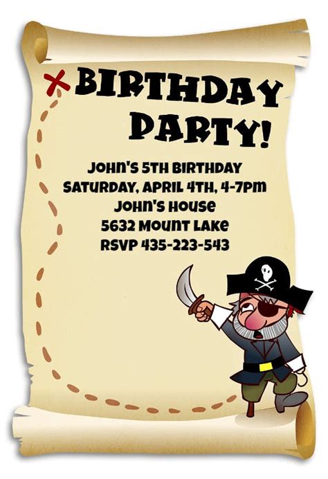 Birthday Pirates Birthday Invitation Template Free Greetings Island