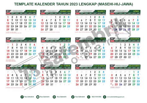 Template Kalender Tahun 2023 Lengkap Coreldraw Masehi Jawa Dan