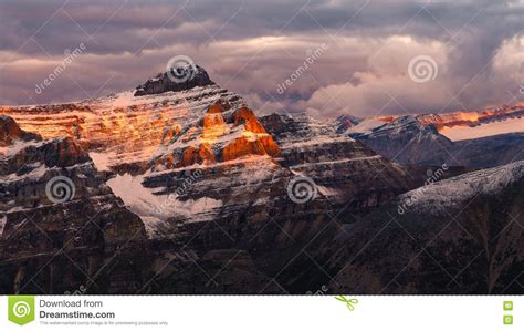 Mountain Range Sunrise View With Colorful Peaks Rocky Mountains Stock
