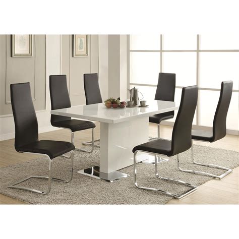 Coaster Modern Dining 102310 White Dining Table With Chrome Metal Base
