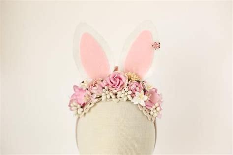 Bunny Ears Headband Easter Bunny Flower Crown Baby Flower Etsy Baby