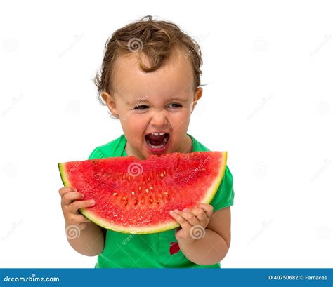 Baby Eating Watermelon Stock Photo Image Of Human Funny 40750682