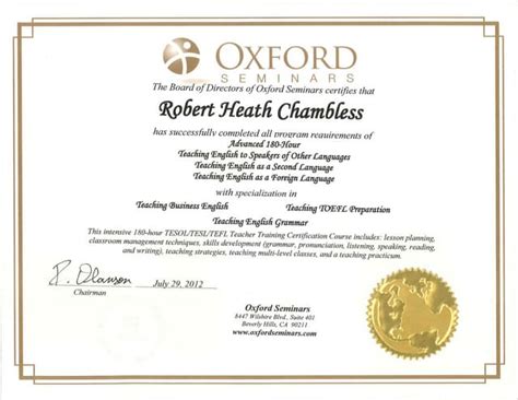 Oxford Certificate Ppt