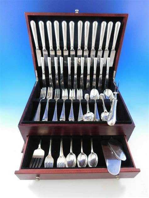 Rat Tail By Spaulding England Sterling Silver Flatware Set Service 89 Pieces Ebay