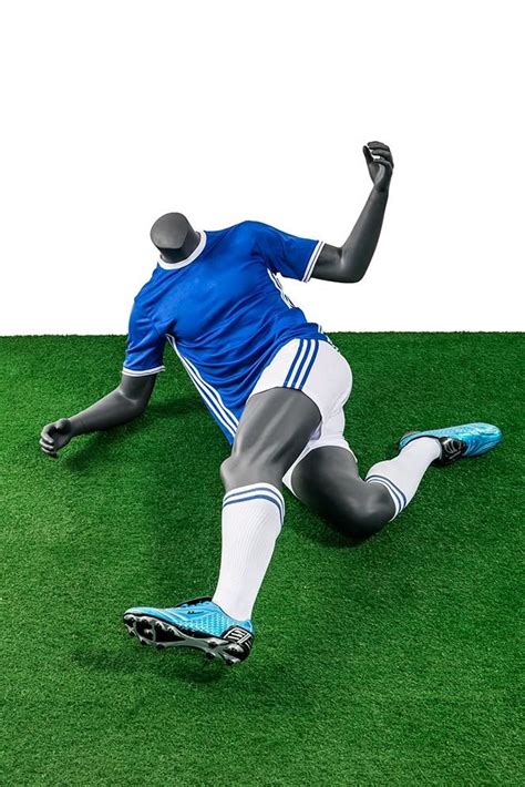 Soccer Playing Male Mannequin In Tackling Pose Silvermatte Grey