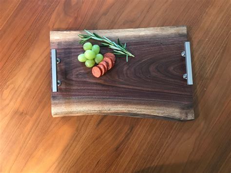 Large Live Edge Charcuterie Board With Handles Black Walnut Etsy
