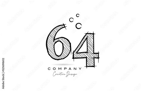 Hand Drawing Number 64 Logo Icon Design For Company Template Creative