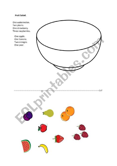 Fruit Salad Cut And Paste Esl Worksheet By Sycho1234